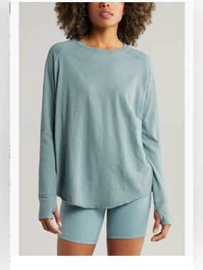 Zella Relaxed Washed Long Sleeve Slub Tee